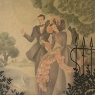 Vintage Reverse Painted Silhouette Convex Bubble Glass Picture 5x4 Color Couple