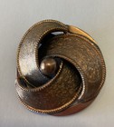 Vintage Copper Swirls Brooch Decorative Edges  Textured Metal  Mid Century