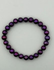 Genuine Cultured Freshwater Ringed Pearl Stretch Bracelet Purple 5mm Women   s 7   