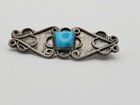Vintage Antique 800 Silver   Turquoise Pin Brooch 1 7 8  Long