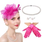 Elegant Fascinator Hat   Gloves Set For Women - 20s 50s Cocktail Tea Party Weddi