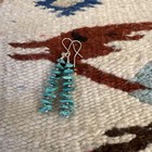 Turquoise Earrings Genuine 9 Stacked  Stones Heishi Sterling Silver Wires 2   
