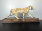 Franklin Mint Hand Painted Porcelain Tiger On The Prowl 1988 Statue W  Wood Base