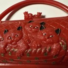 Vtg 1950s Kitschy Red Kittens In Basket Purse Kitty Cat Toy W Circus Hair Clips