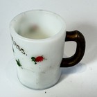 Lynn  Massachusetts Ma Antique Souvenir Milk Glass Mini Cup Mug