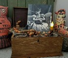 Old Antique Vintage Victorian Bw Photo Style Halloween Girl Witch Holds Cat Sign