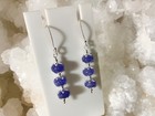  925 Sterling Silver Tanzanite 3 Strand Necklace   Earrings Set W  Leather Cord
