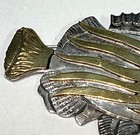 Vtg Sterling Silver 925 Brass Mixed Metal Fish Brooch Pin Mexico Ta-160 Artisan