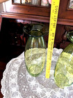 Set Of Two Vintage Large Hand Blown Glass Vase Light Green Vibrant Colors