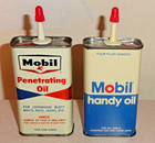 Vintage Nos Lot Of 2 Mobil 4 Oz Handy Oil   Penetrating Oil Household Oiler Cans