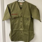 Vintage 1960s Boy Scout Uniform Shirt Army Green Collarless 