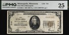1929  10 National Bank Note Minneapolis Minnesota Charter 710 Pmg 25