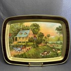 Summer- American Homestead Currier   Ives 1868 Vintage Tin Tray 14 5 X 11 