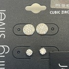 Sterling Silver Cz Earrings Lot 2 Pairs Pave Stud   Threader Dangle Silver