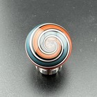 Contemporary Handmade Art Glass Marble 1 01  Blue Orange White Spiral Swirl Mib