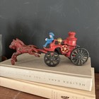 Vintage Cast Iron Horse Drawn Fire Engine Toy  Antique Style Pumper