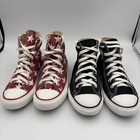Converse All Star Chuck Taylor High Top Sneakers Youth Size 3 Black Red Stars
