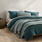Full queen Reversible Textured Cotton Chambray Coverlet Dark Teal Blue -