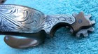 Vintage Engraved Sterling Silver Overlay Brass Single Horse Spur E Bar M
