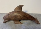 Hand Carved Wood Dolphin Figurine Dark Brown Sculpture Beach House Nautical 8   