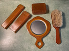 Vintage Green And Brown Bakelite Celluloid Dresser   Vanity Set