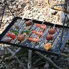 Bbq Swing Hanging Campfire Cooking Rack With Adjustable Iron Grill Grates