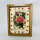 Vintage Needlepoint Crewel Floral Rose Hanging Wall Art Granny Core Decor