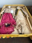Lot Of 2 Antique Romanian Woman And Man Cloth Dolls Romania Couple