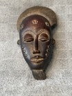 African Mask Antique Baule Vintage Hand Carved Wooden Tribal Face Art