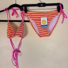 Nwt Snapper Rock Glow Burst Stripe Triangle Bikini Girls Size 14 Two-piece Swim