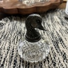 Vintage Duck Head Pewter On Crystal Base Paperweight Figurine