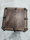 Vintage Italian Leather On Wood  4 Deck Playing Card Hinged Case Box 