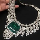 Round Cubic Zirconia Emerald Gemstone Choker Necklace 22  In White Gold Plated