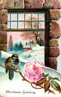 Vintage  Jersey Coffee Beautiful Winter Bird Rose Victorian Trade Card Dayton oh