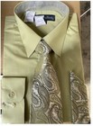 Men s Cotton Blend Dress Shirt With Tie And Handkerchief In 22 Different Colors