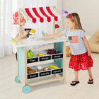 Kids Ice Cream Cart Wooden Toddler Farmers Market Stand With Chalkboard And Stor