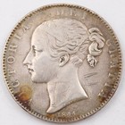 1844 Great Britain Silver Crown Vf Details Obverse Scratches Initials Bf