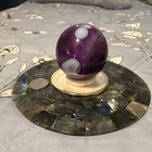 Polished Purple Banded Crystal Sphere W  White Inclusions On Stand
