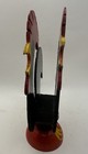 Folk Art Hand Painted Rooster chicken Wooden Napkin letter Holder 8    Tall