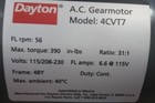Dayton 4cvt7 0 5 Input Hp 56 Nameplate Rpm 115 208-230vac Ac Gearmotor
