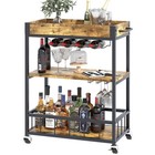 3-tier Rolling Bar Cart - Industrial Vintage Style Serving Trolley With Wheels 