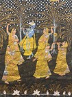 Vintage Pichwai Painting Radha Lord Krishna Hindu Indian Large Cloth Wall Art 