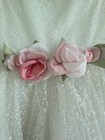 Vtg Little Girls Tulle Dress  7  Rose White Pink Dots Layered Flower Girl Formal
