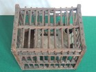 Antique Coal Miner s Canary Bird Cage W pottery Feeder Primitive 6 5x6x5