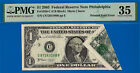 2003  1 Federal Reserve Note Pmg 35 Wanted Error Printed Fold Over Error