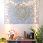 Gold Indian Mandala Tapestry Wall Hanging Bohemian Hippie Poster Throw Decor Art