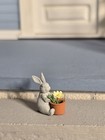Ooak Dollhouse Miniature 1 12 Artist Made Bunny With Flower Pot  orange 