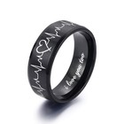 Heartbeat Rings For Couples I Love You Matching Promise Rings Wedding Bands S   