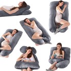 Momcozy U-shaped Pregnancy Pillow  Full Body Maternity Support  57in Grey