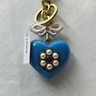 Coach Blue  Heart Bag Charm Key Chain Key Ring Nwt